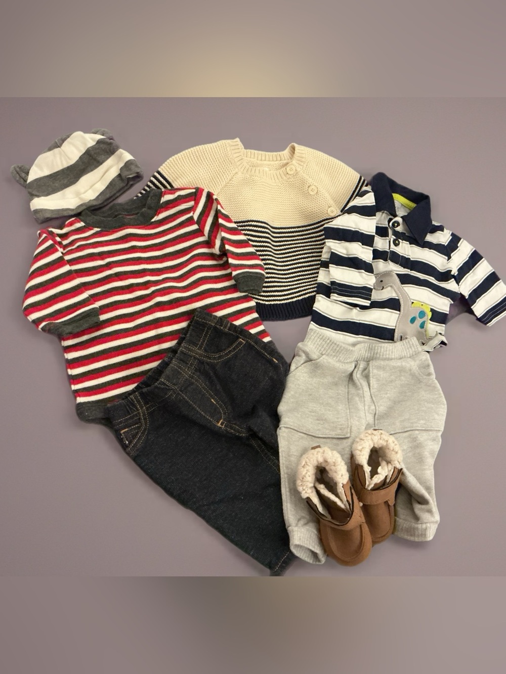Infant Boys Long Sleeve Striped 2 Piece Outfit Set 1126